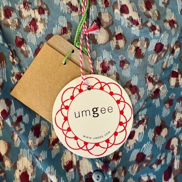 Umgee Teal Mix Long Sleeve Babydoll Dress, Size Large - Picture 6 of 9